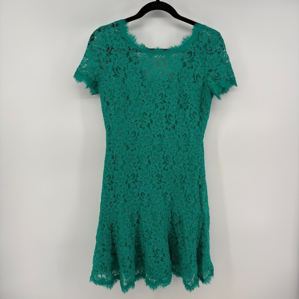 DVF‎ Fifi Green Lace Mini Dress Size 2